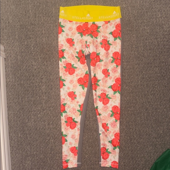 Adidas Stellasport Printed Sport Tights in Multicolored/ White/Bright Yellow - Picture 5 of 9